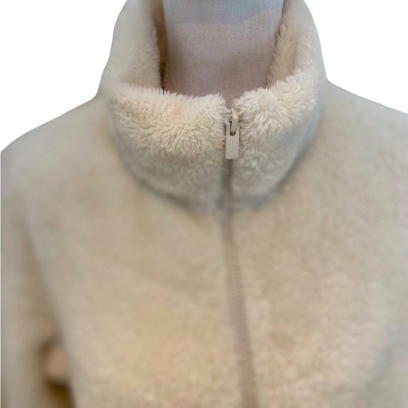 Uniqlo zip up fuzzy jacket cream recycled polyester front pockets size xl - Picture 7 of 10